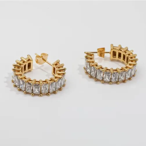 Jewelvers Earrings 18K GoldFilled Cubic Zircon Hoop Earrings