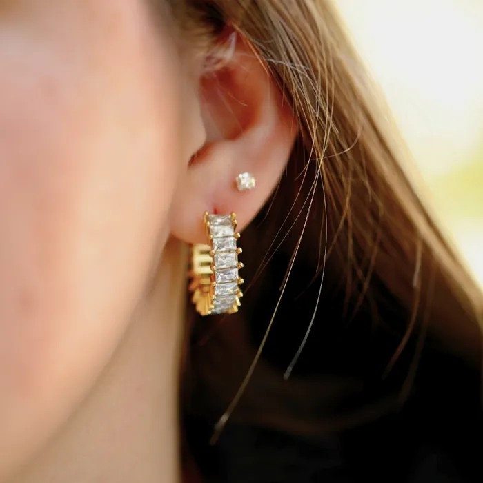Jewelvers Earrings 18K GoldFilled Cubic Zircon Hoop Earrings Jewelvers Earrings 18K GoldFilled Cubic Zircon Hoop Earrings