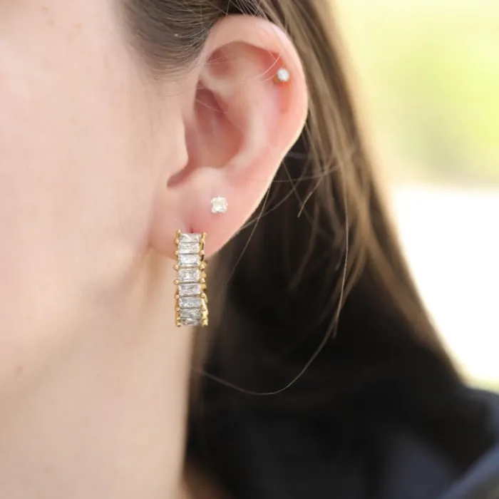Jewelvers Earrings 18K GoldFilled Cubic Zircon Hoop Earrings Jewelvers Earrings 18K GoldFilled Cubic Zircon Hoop Earrings
