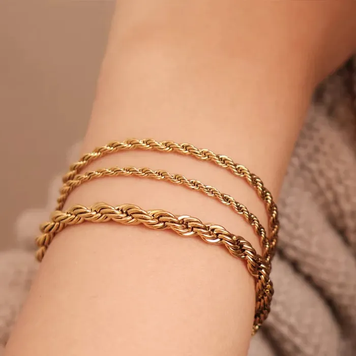 Jewelvers PreStyled Sets 18k GoldFilled Twisted Rope Chain Bracelets
