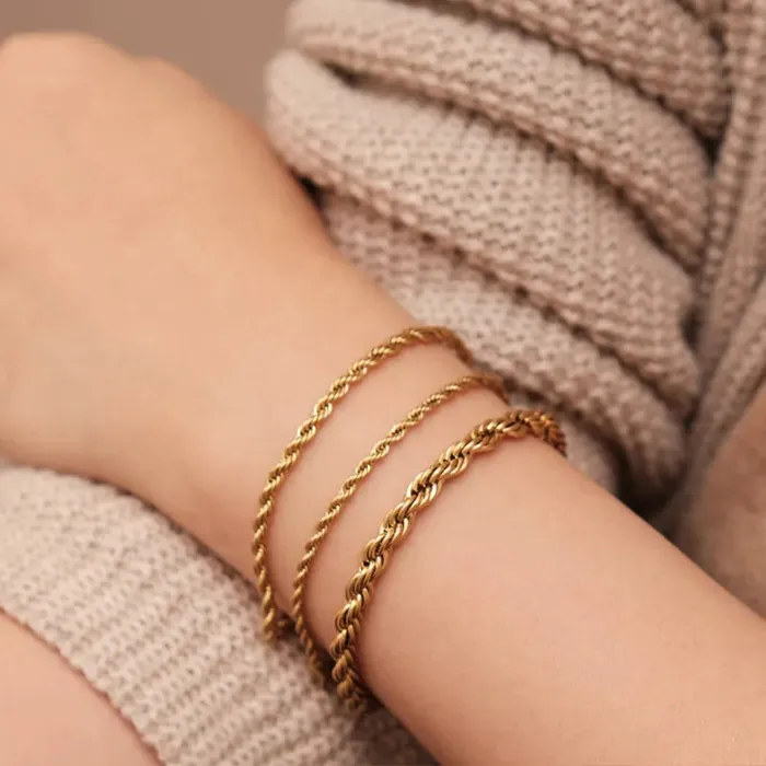 Jewelvers PreStyled Sets 18k GoldFilled Twisted Rope Chain Bracelets Jewelvers PreStyled Sets 18k GoldFilled Twisted Rope Chain Bracelets