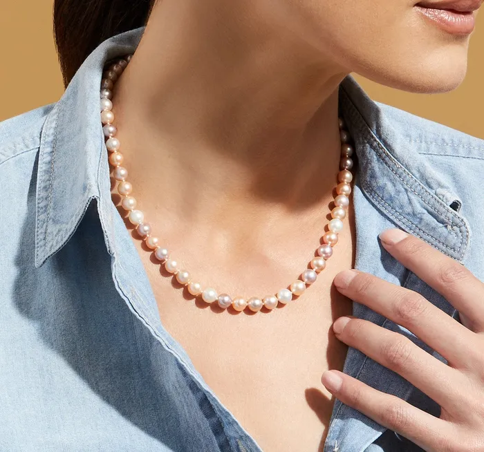 Necklaces spt 7075mm Freshwater Multicolor Pearl Necklace AAA Quality