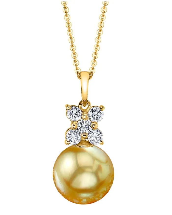 Necklaces spt Golden South Sea Pearl Diamond Aristocrat Pendant