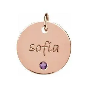 Posh Mommy Engravable Large Disc Pendant Fire Brilliance Necklaces