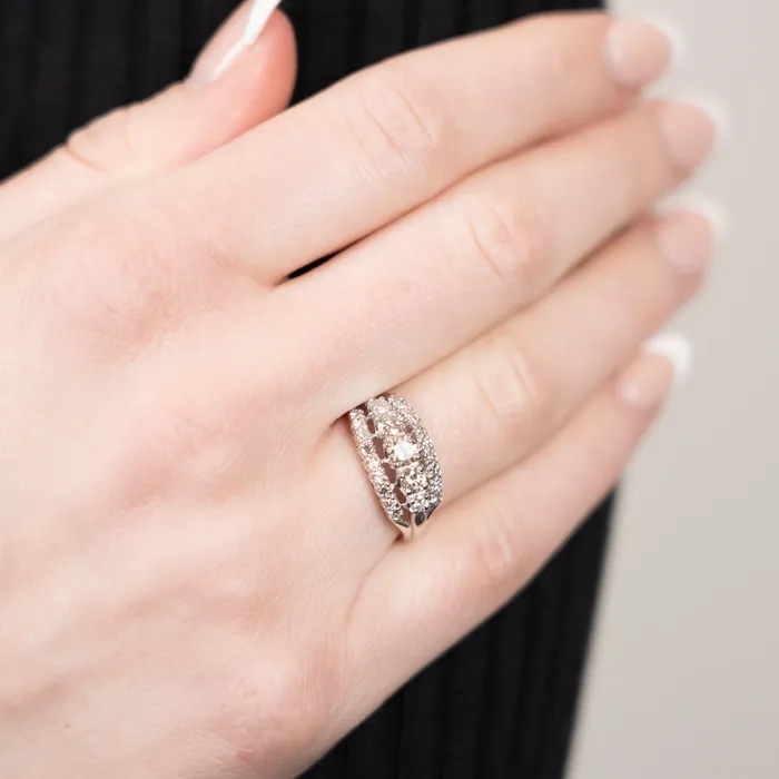 PreOwned Diamond ThreeRow Ring STORE 5a Rings