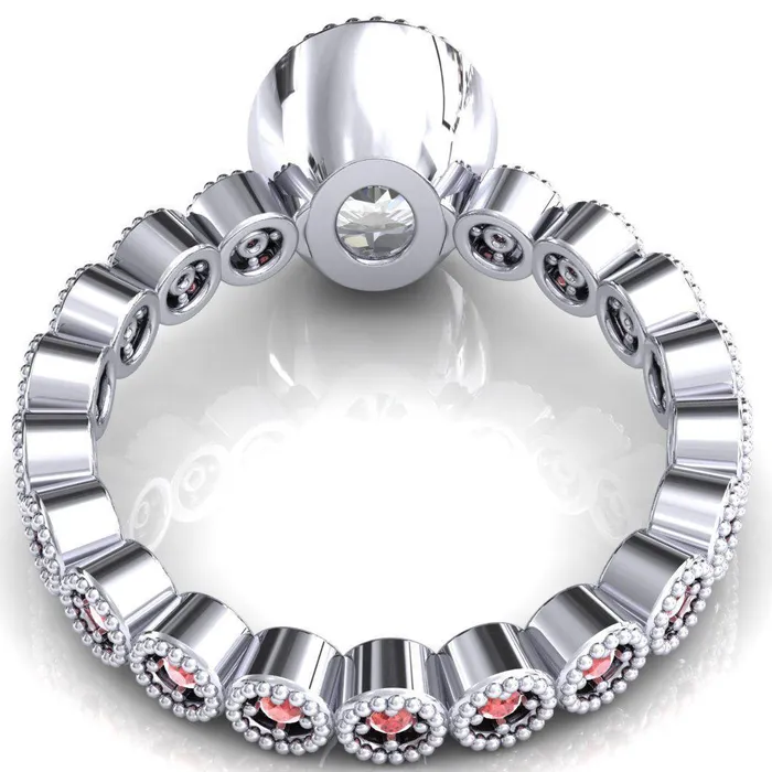 Rings Fire Brilliance Borea Oval Center Stone Full Bezel Milgrain Padparadscha Sapphire Accent Full Eternity Ring
