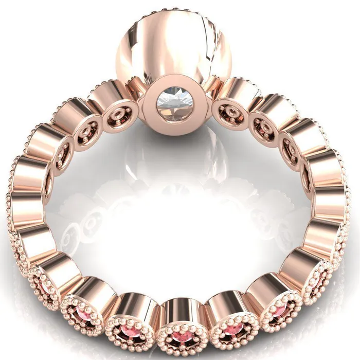 Rings Fire Brilliance Borea Oval Center Stone Full Bezel Milgrain Padparadscha Sapphire Accent Full Eternity Ring