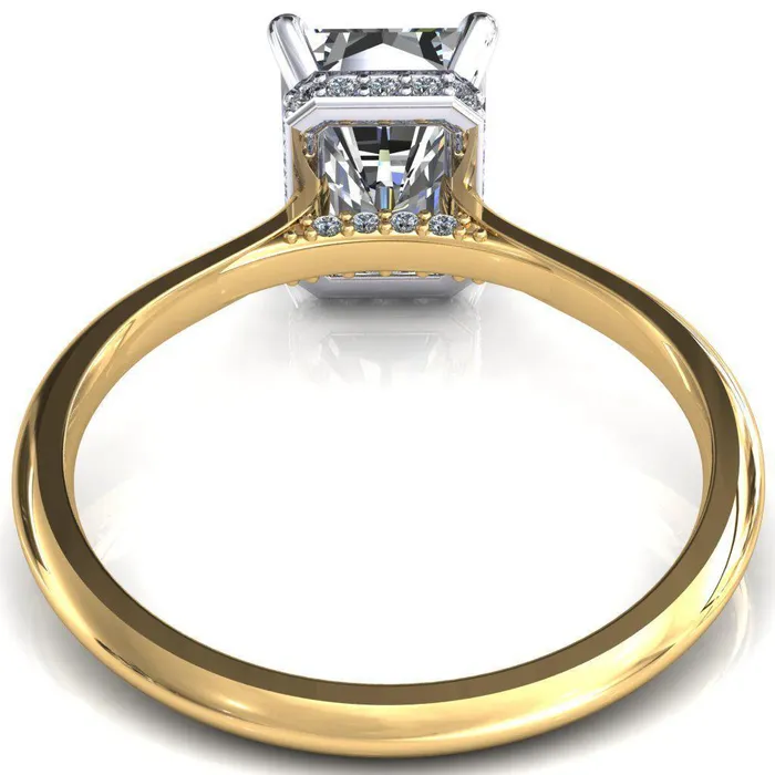 Rings Fire Brilliance Janey Radiant Moissanite 4 Prongs Claw Floating Halo Inverted Cathedral Ring