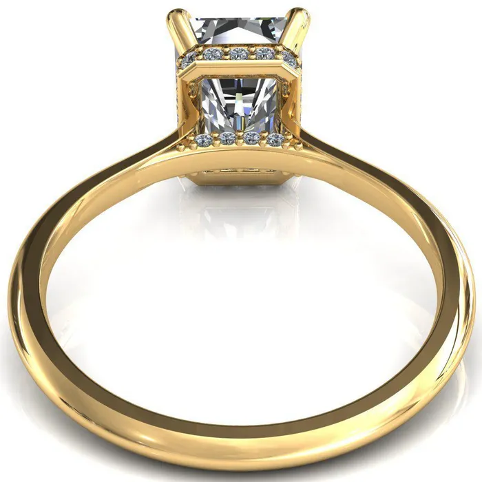 Rings Fire Brilliance Janey Radiant Moissanite 4 Prongs Claw Floating Halo Inverted Cathedral Ring