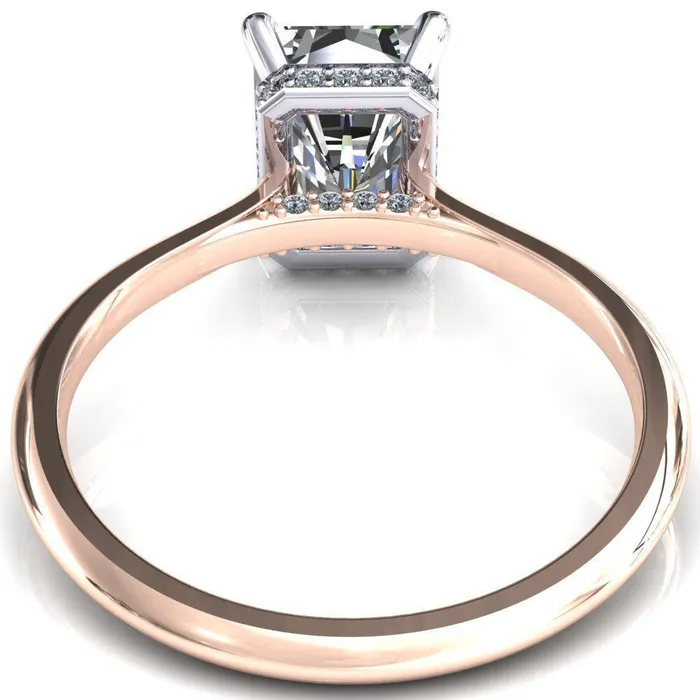 Rings Fire Brilliance Janey Radiant Moissanite 4 Prongs Claw Floating Halo Inverted Cathedral Ring