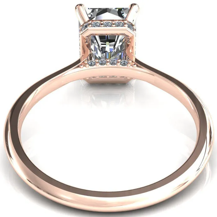 Rings Fire Brilliance Janey Radiant Moissanite 4 Prongs Claw Floating Halo Inverted Cathedral Ring