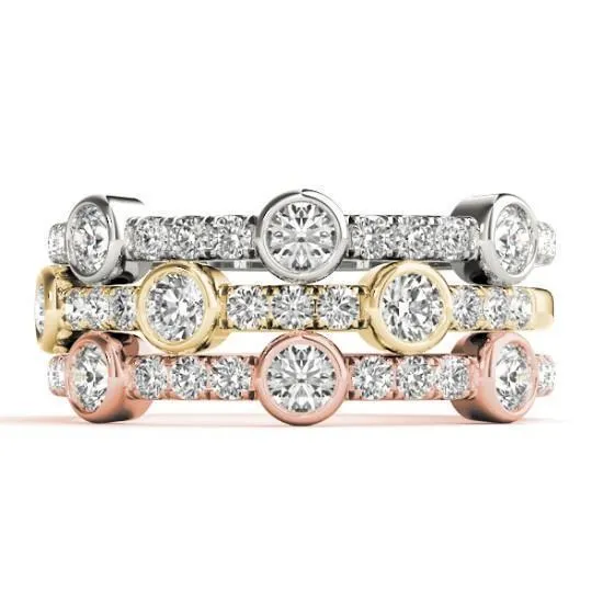 Rings Fire Brilliance Stackables 12 Eternity TriTone Gold MicroPave BezelSet Diamonds 3Band Set Selectables Rings Fire Brilliance Stackables 12 Eternity TriTone Gold MicroPave BezelSet Diamonds 3Band Set Selectables