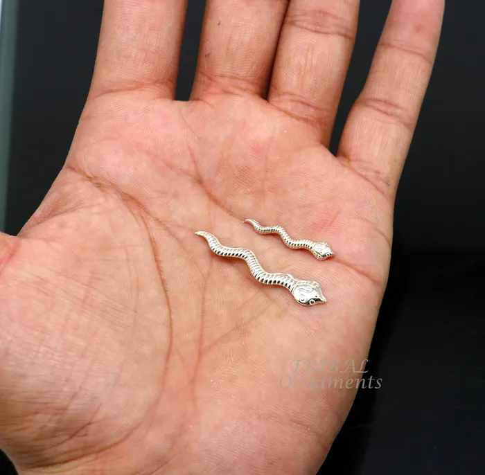 Sterling silver handmade Nag Nagin snake joda pair for puja or worshipping su869 TRIBAL ORNAMENTS Necklaces