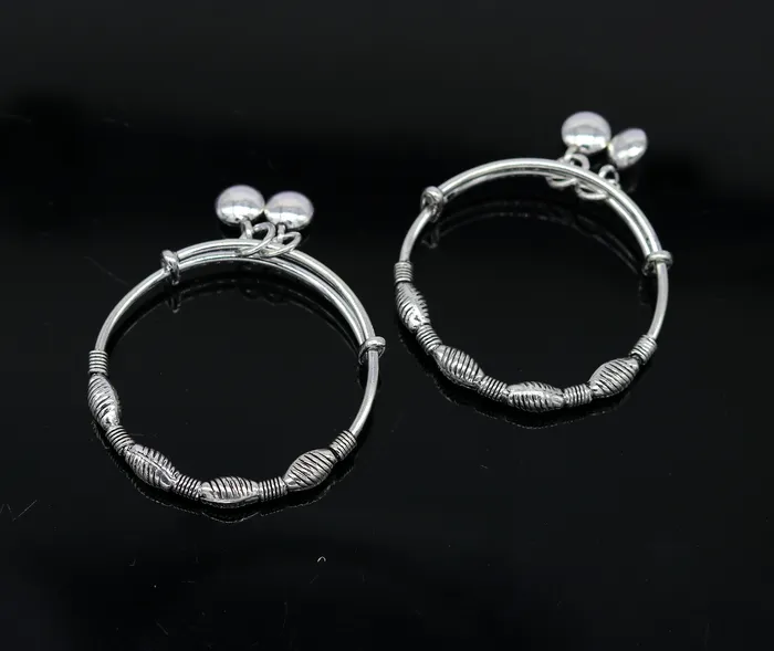 Top class Charming 925 sterling silver handmade stylish designer fancy baby adjustable bangles bracelet excellent kids charm jewelry bbk77 TRIBAL ORNAMENTS Bracelets