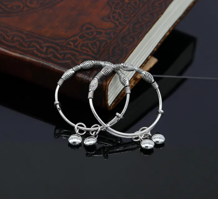 Top class Charming 925 sterling silver handmade stylish designer fancy baby adjustable bangles bracelet excellent kids charm jewelry bbk77 TRIBAL ORNAMENTS Bracelets
