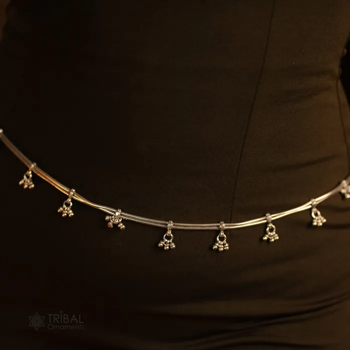 TRIBAL ORNAMENTS Rings All size double line Adjustable 925 sterling silver handmade snake chain belly chain waist chain sari chain belt belly dance jewelry wch20