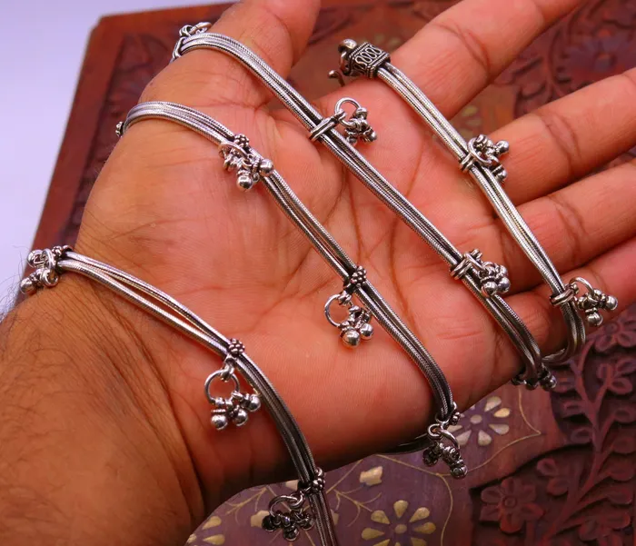TRIBAL ORNAMENTS Rings All size double line Adjustable 925 sterling silver handmade snake chain belly chain waist chain sari chain belt belly dance jewelry wch20