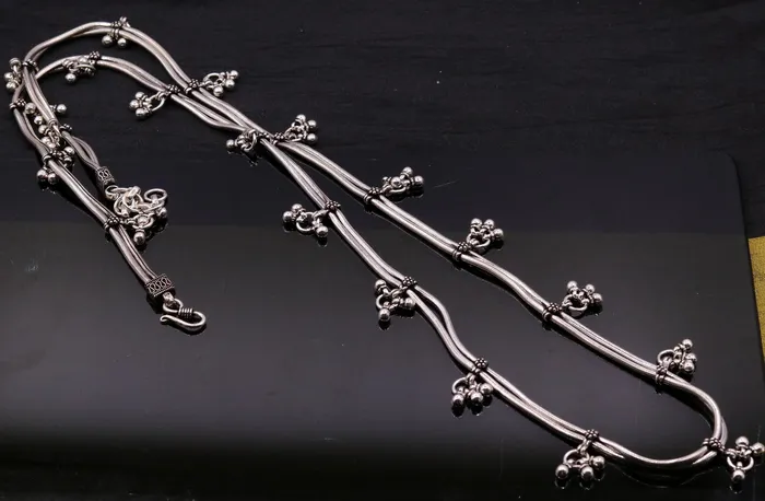 TRIBAL ORNAMENTS Rings All size double line Adjustable 925 sterling silver handmade snake chain belly chain waist chain sari chain belt belly dance jewelry wch20