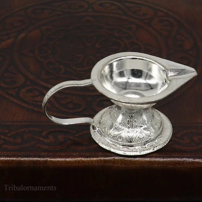 TRIBAL ORNAMENTS Rings Vintage design Solid silver handmade kappor dani silver temple utensils silver diya deepak silver single joth kapoor Aarti art su412