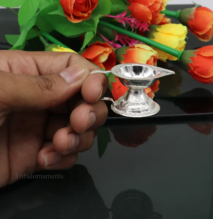 TRIBAL ORNAMENTS Rings Vintage design Solid silver handmade kappor dani silver temple utensils silver diya deepak silver single joth kapoor Aarti art su412