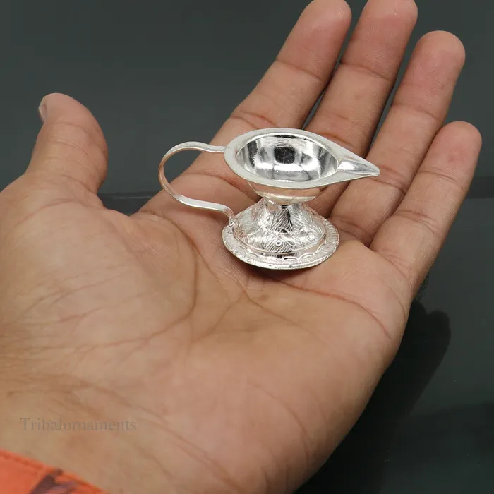 TRIBAL ORNAMENTS Rings Vintage design Solid silver handmade kappor dani silver temple utensils silver diya deepak silver single joth kapoor Aarti art su412