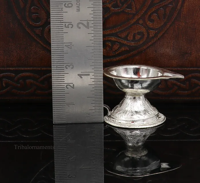 TRIBAL ORNAMENTS Rings Vintage design Solid silver handmade kappor dani silver temple utensils silver diya deepak silver single joth kapoor Aarti art su412