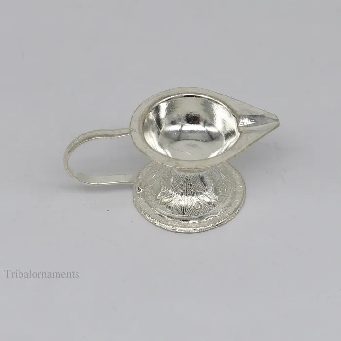 TRIBAL ORNAMENTS Rings Vintage design Solid silver handmade kappor dani silver temple utensils silver diya deepak silver single joth kapoor Aarti art su412