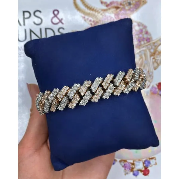 14k TwoTone Diamond Fashion Cuban Link Bracelet with 1680ct TDW BRA1712666 Diamond Source NYC Bracelets 14k TwoTone Diamond Fashion Cuban Link Bracelet with 1680ct TDW BRA1712666 Diamond Source NYC Bracelets