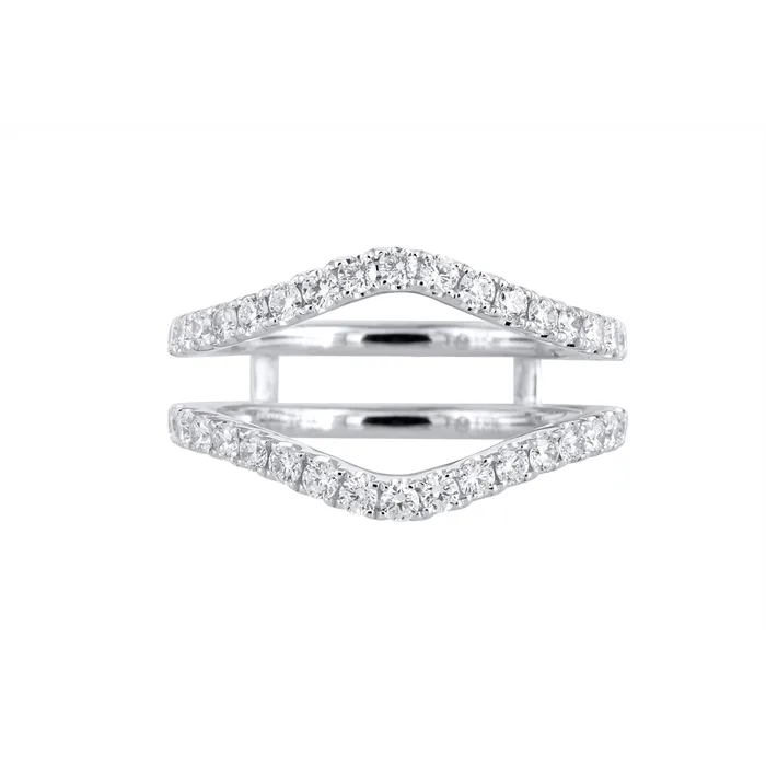 18K White Gold Diamond Ring Guard Wedding Bands Rings