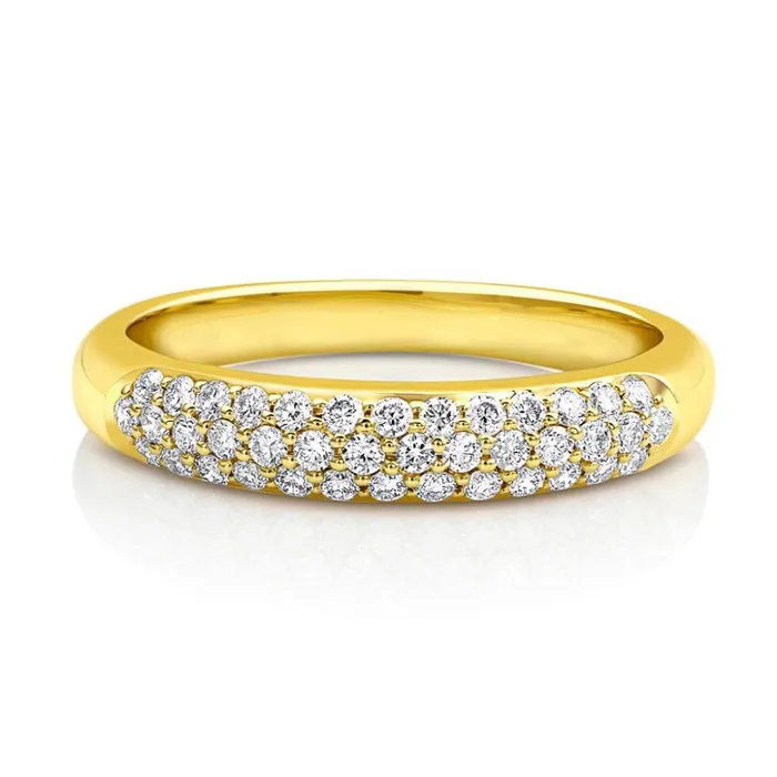 18kt Yellow Gold Micropav Diamond Half Band CJ Charles Jewelers Rings