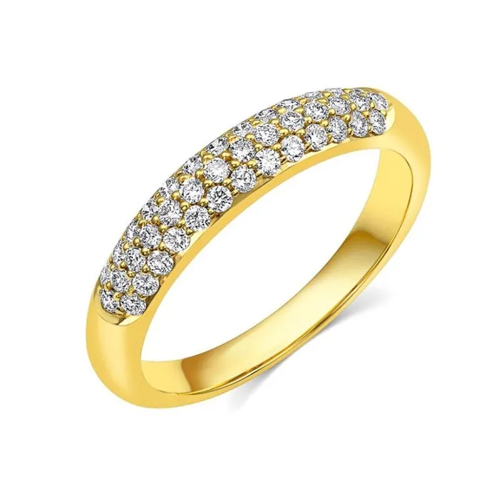 18kt Yellow Gold Micropav Diamond Half Band CJ Charles Jewelers Rings