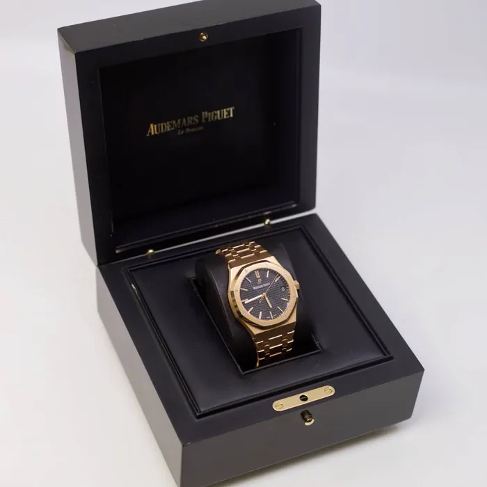 Audemars Piguet Bracelets Audemars Piguet Royal Oak 41mm Mens Watch Ref 15500OROO1220OR01 Black Dial 18K Rose Gold Bracelet