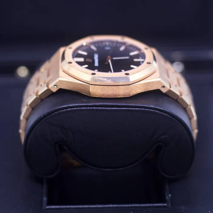 Audemars Piguet Bracelets Audemars Piguet Royal Oak 41mm Mens Watch Ref 15500OROO1220OR01 Black Dial 18K Rose Gold Bracelet