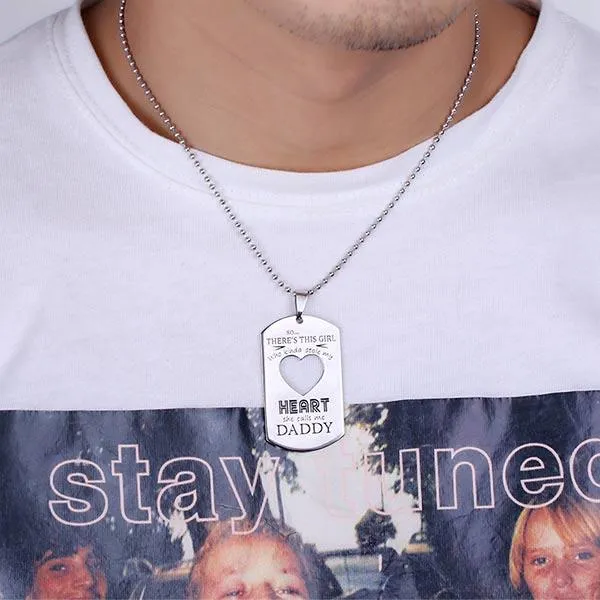 Belbren Necklaces Customized Couples Dog Tag Heart Necklace Set Engraved Stainless Steel Jewelry