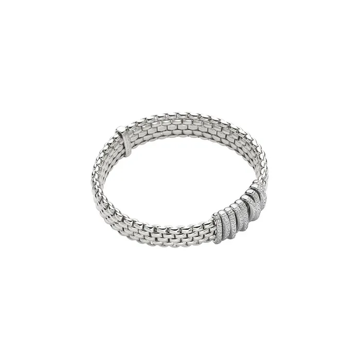 Bracelets Fope 18K White Gold Panorama Collection Wide Stretch Diamond Bracelet Medium Size FOPE Bracelets Fope 18K White Gold Panorama Collection Wide Stretch Diamond Bracelet Medium Size FOPE