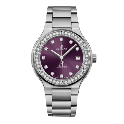 Bracelets Hublot Hublot Classic Fusion Titanium Purple Diamonds Bracelet 38mm Watch Ref 568NX897VNX1204 Purple Dial Diamond Bezel Titanium Bracelet Bracelets Hublot Hublot Classic Fusion Titanium Purple Diamonds Bracelet 38mm Watch Ref 568NX897VNX1204 Purple Dial Diamond Bezel Titanium Bracelet