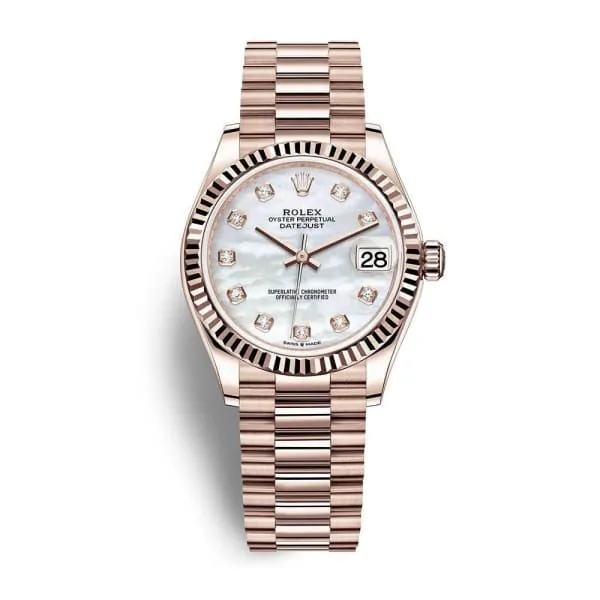 Bracelets Rolex Rolex Datejust 31mm Ref 2782750009 White Mother of Pearl Diamond Dial 18K Rose Gold President Bracelet Womens Watch Bracelets Rolex Rolex Datejust 31mm Ref 2782750009 White Mother of Pearl Diamond Dial 18K Rose Gold President Bracelet Womens Watch
