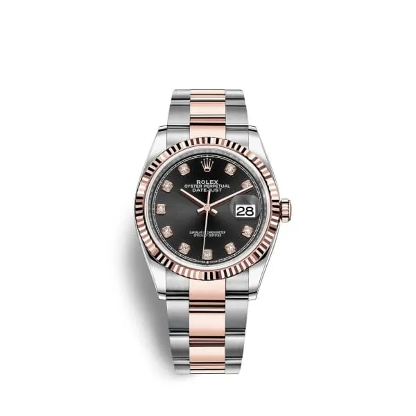 Bracelets Rolex Rolex Datejust 36mm Ref 1262310020 Black Diamond Dial Two Tone Stainless Steel 18K Rose Gold Oyster Bracelet Watch Bracelets Rolex Rolex Datejust 36mm Ref 1262310020 Black Diamond Dial Two Tone Stainless Steel 18K Rose Gold Oyster Bracelet Watch