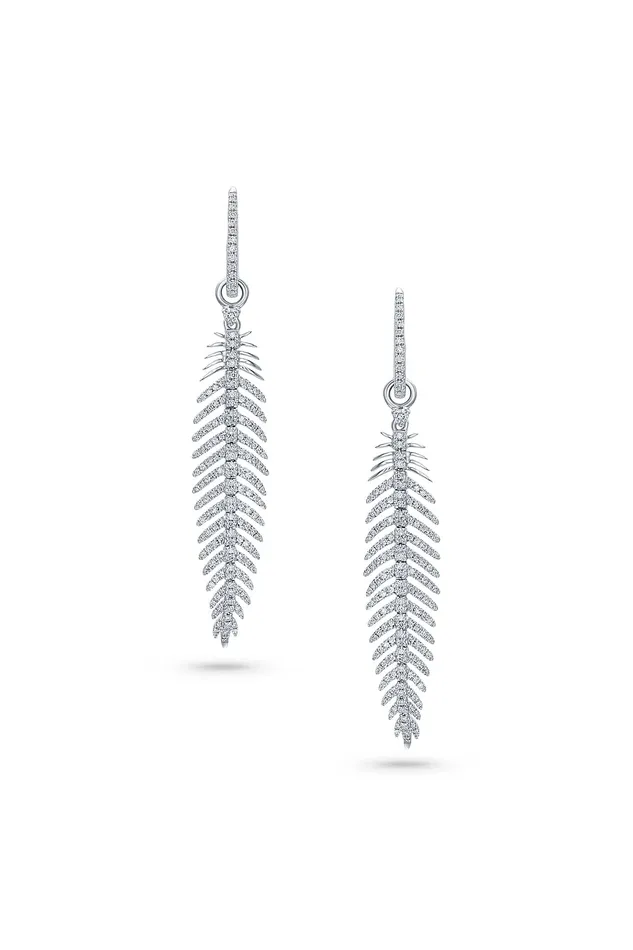 CJ Charles Jewelers Earrings 18kt White Gold Feather Earrings