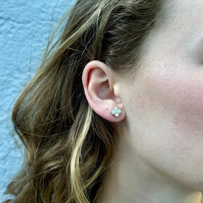 Croghans 65ctw Diamond Clover 14K Gold Stud Earrings Earrings