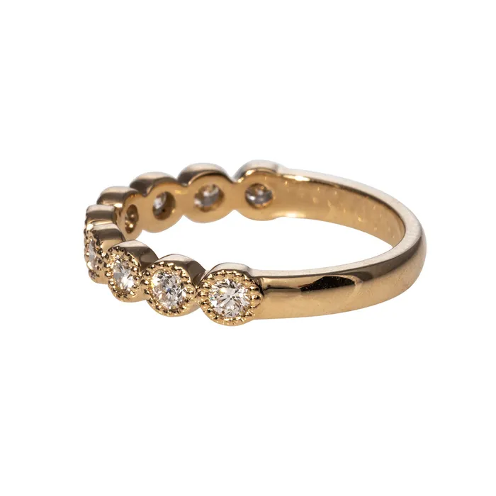Croghans Rings 53ctw Diamond Bezel Milgrain Halfway 14K Yellow Gold Band