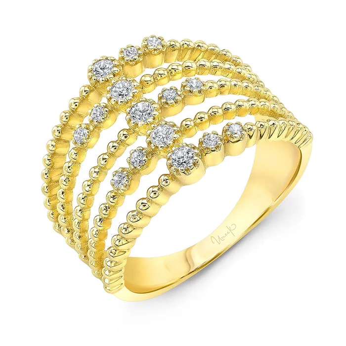 Croghans Rings Diamond 14K Yellow Gold Beaded 5Row Ring