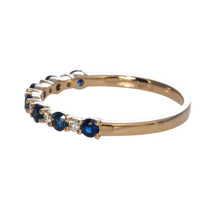Croghans Rings Sapphire Diamond Halfway 14K Yellow Gold Band