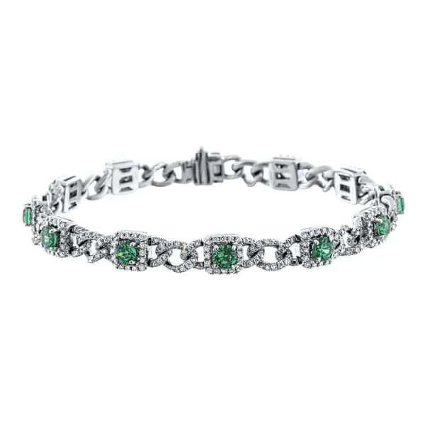Diamond Source NYC Bracelets 18kt white gold diamond and emerald bracelet BR16000 Diamond Source NYC Bracelets 18kt white gold diamond and emerald bracelet BR16000