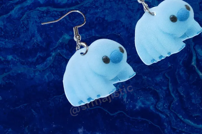 Earrings Build a Bear Water Bear Plush 2D Character Handmade Earrings Sam Makes Things