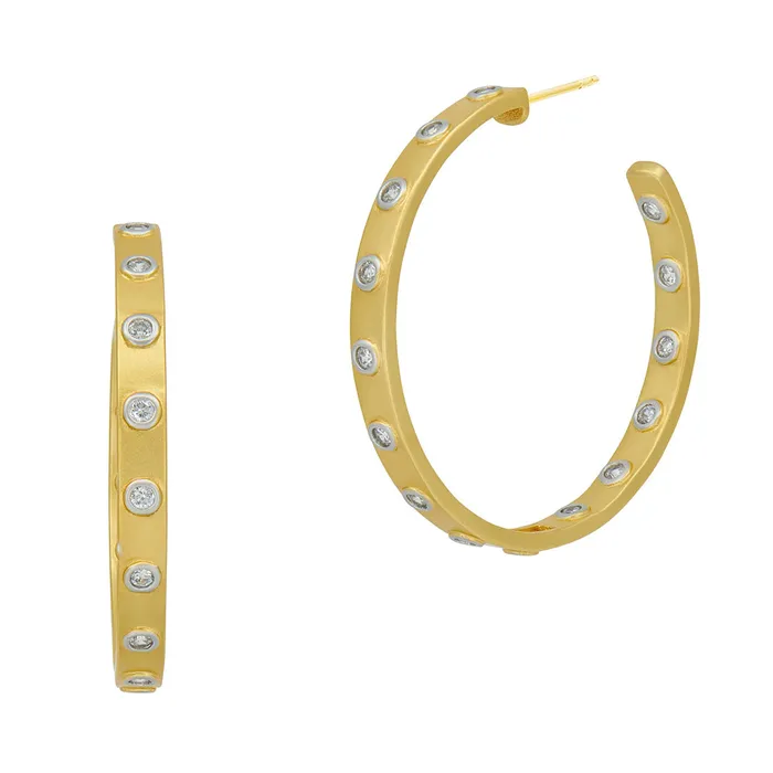 Earrings Freida Rothman Freida Rothman Glistening Stud Hoop Earrings