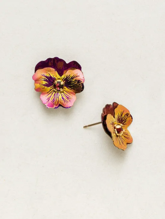 Earrings Garden Pansy Post Earrings in Vintage Burgundy Holly Yashi