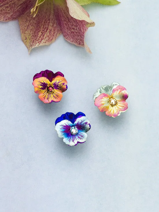 Earrings Garden Pansy Post Earrings in Vintage Burgundy Holly Yashi
