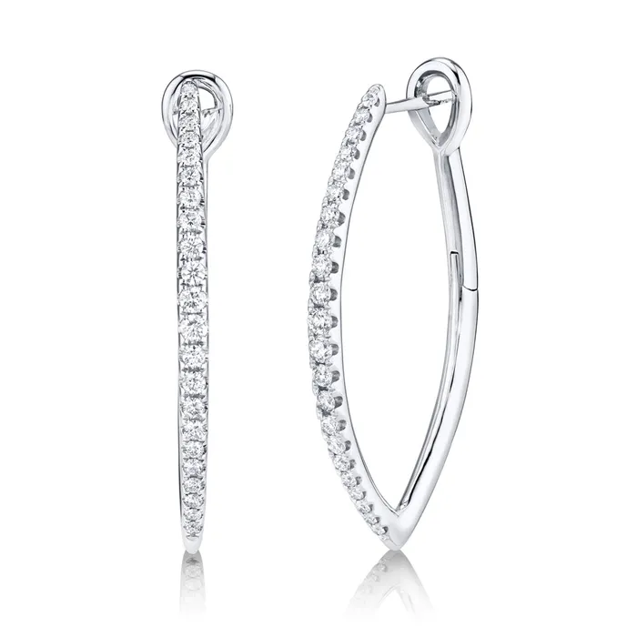 Earrings Meierotto Jewelers 14K White Gold Diamond VShaped Hoop Earrings