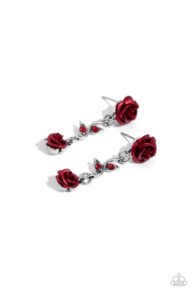 Earrings Paparazzi Jewelry Paparazzi Earring Led by the ROSE Red